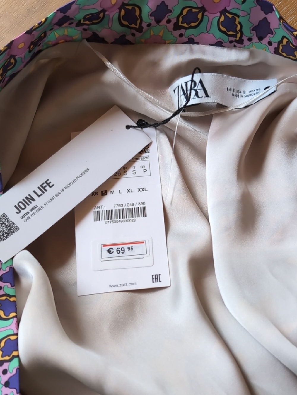 Zara Satin Effect Printed Belted Kimono Robe - Picture 2 of 4